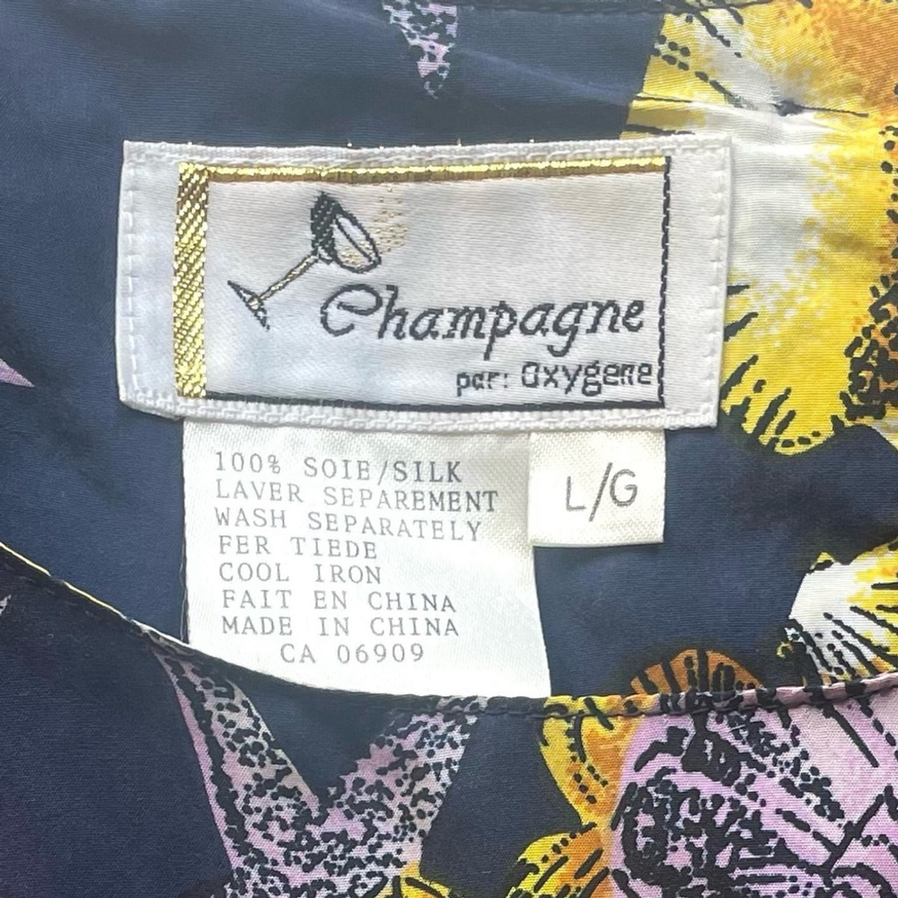 oxygene vintage silk Elegant Multicolor blouse printed Top rare - Picture 4 of 6